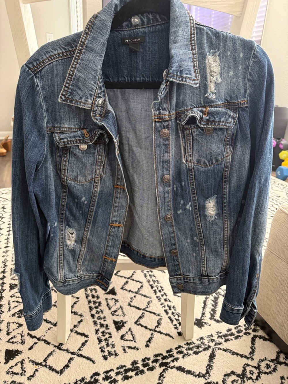 I Heart Ronson Distressed Blue Denim Jacket